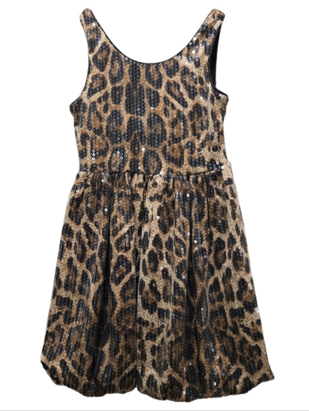 EC Jessica Simpson Kids Leopard Print Sequin Sleeveless Bubble Dress